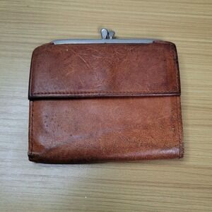 Vintage Tan Women's Rolfs Cowhide Wallet Floral Etchings Coin Purse photos